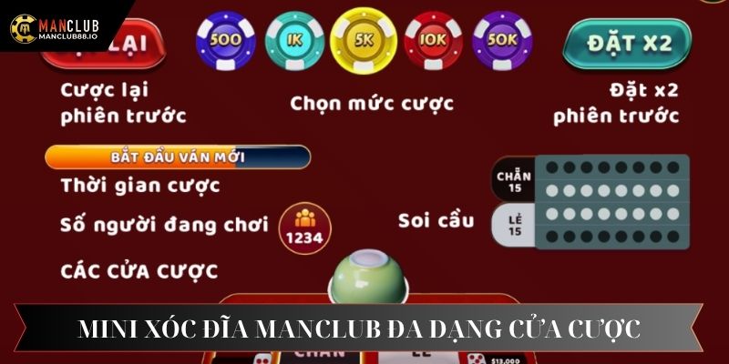 Xóc đĩa mini đa dạng cửa cược hấp dẫn
